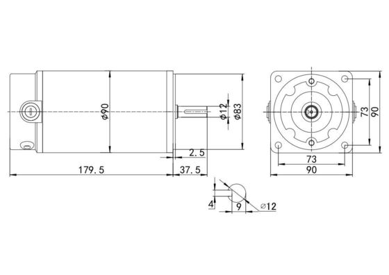 전문 12V 24V 브러쉬 DC 모터 3000rpm 90mm 65dB 고속 애플리케이션