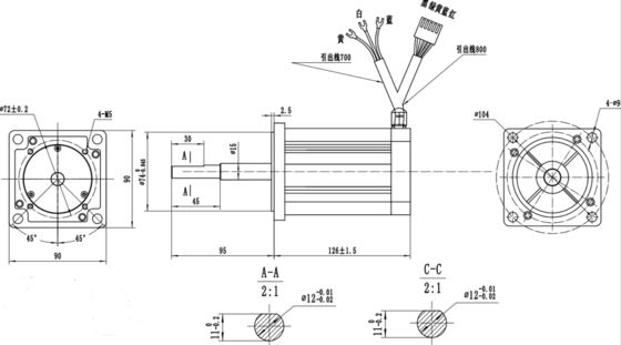 80mm 48v 440w 브러쉬리스 모터 로봇 가전 기기의 높은 전력 및 효율성