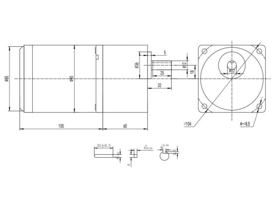 조정속도 60mm 24v 5w 가동하기 쉬운 브러쉬형 DC 모터 YLP 80BL-154-3