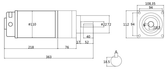 1500rpm 높은 토크 저속 기어 DC 전기 모터 110mm 110V 전문 DC 모터