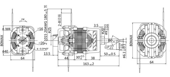 208-230 / 240 V 전기 76mm 100w 높은 토크 12000rpm 유니버설 전기 모터