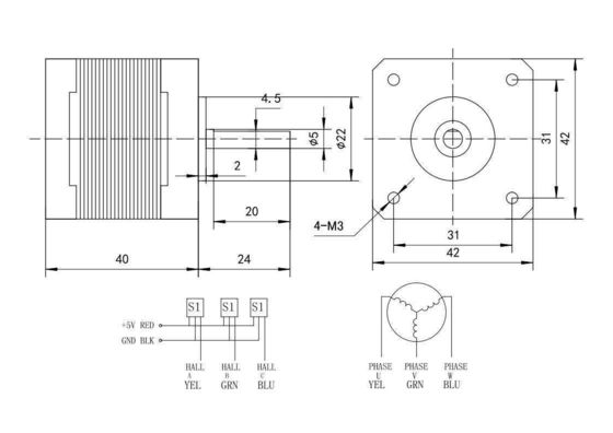 24v 40W 브러시리스 모터 전문 기계 3000rpm 전기 DC 트레드밀 모터