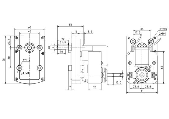 110V-220V/240V 50Hz/60Hz를 위한 61mm 10w 50w 단相 비동기 AC 전기 모터