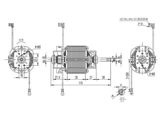 볼 베어링 63mm AC 유니버설 모터 11000rpm 110v 220v 100w 고속 트레드밀